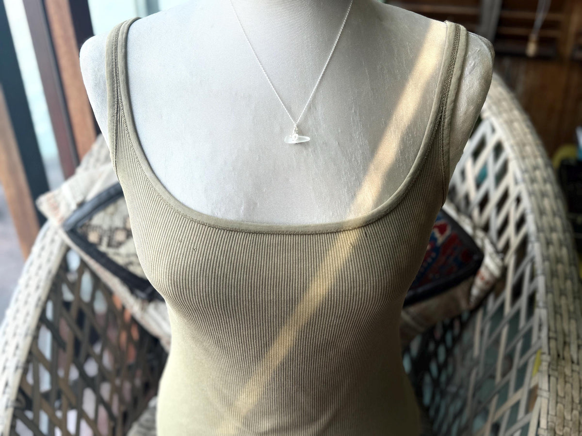 Dainty little sea glass necklace within sterling silver flowers. Recycled necklace. Ethical jewellery. Sea glass pendant. Eco friendly gifts