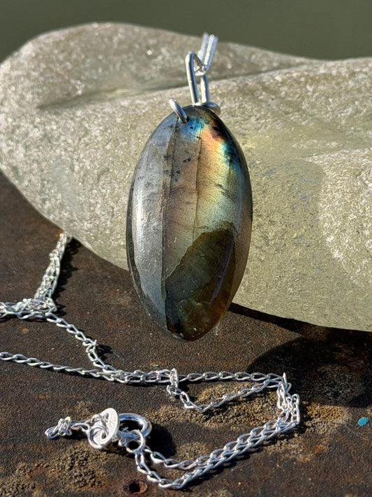 Gold labradorite necklace, labradorite jewellery, boho gift for her, unusual necklace, ethical jewellery, handmade labradorite pendant