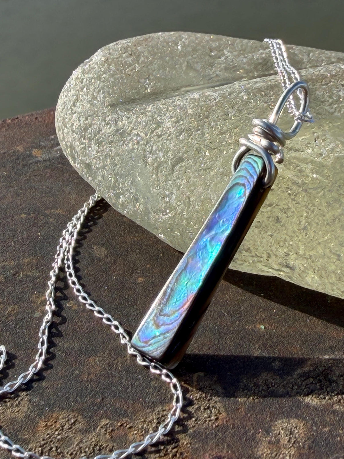 Eco friendly abalone necklace. Abalone jewellery, abalone pendant. Unusual gift for her. Unique necklace, boho pendant, handmade jewellery.