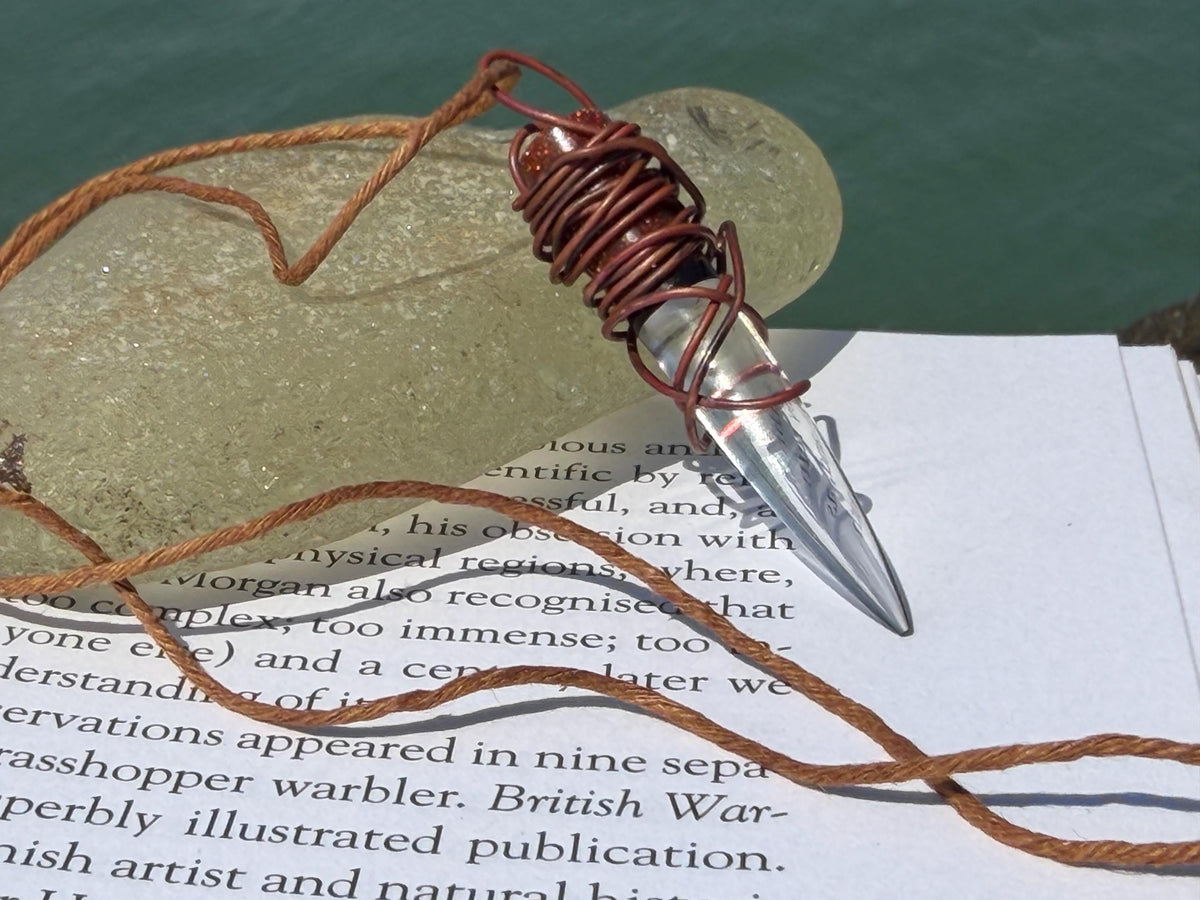 Eco friendly handmade necklace made from ethical quartz & naturally weathered recycled copper. Ethical jewellery. Unique handmade jewellery.