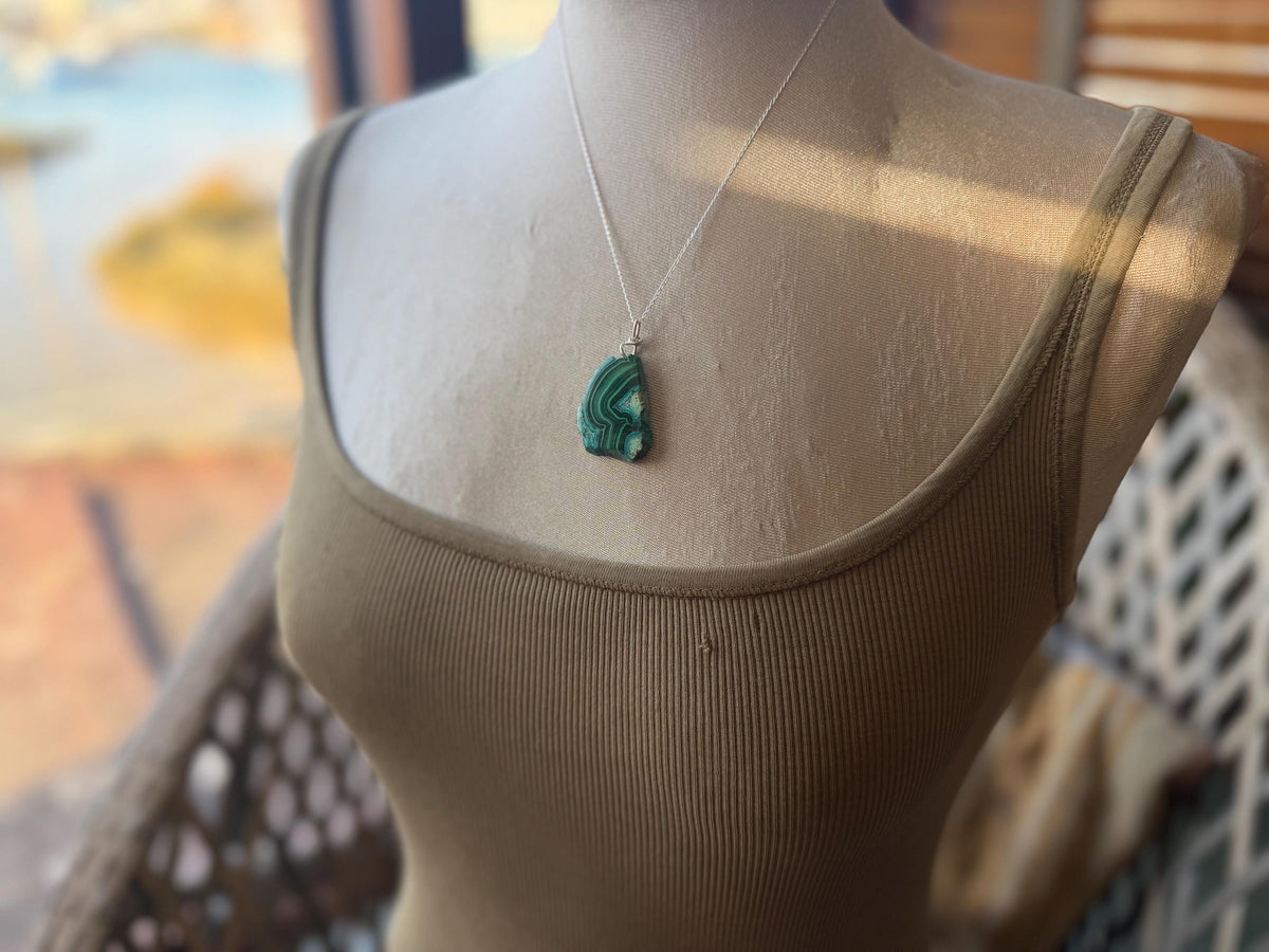 Azurite malachite necklace, malachite pendant, large gemstone necklace, green gemstone, Handmade gemstone necklace, boho gift for her