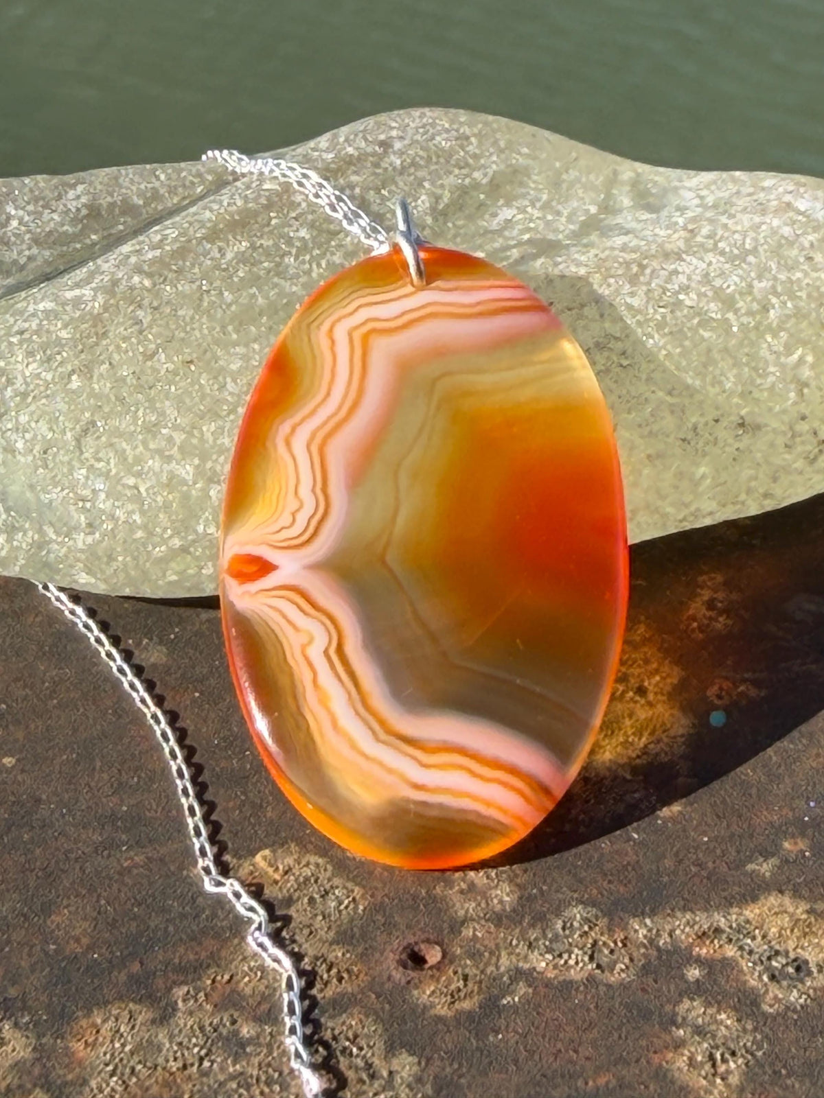 Agate necklace, ethical jewellery, bohemian necklace, unusual jewellery, agate pendant, white gemstone necklace. Boho jewellery