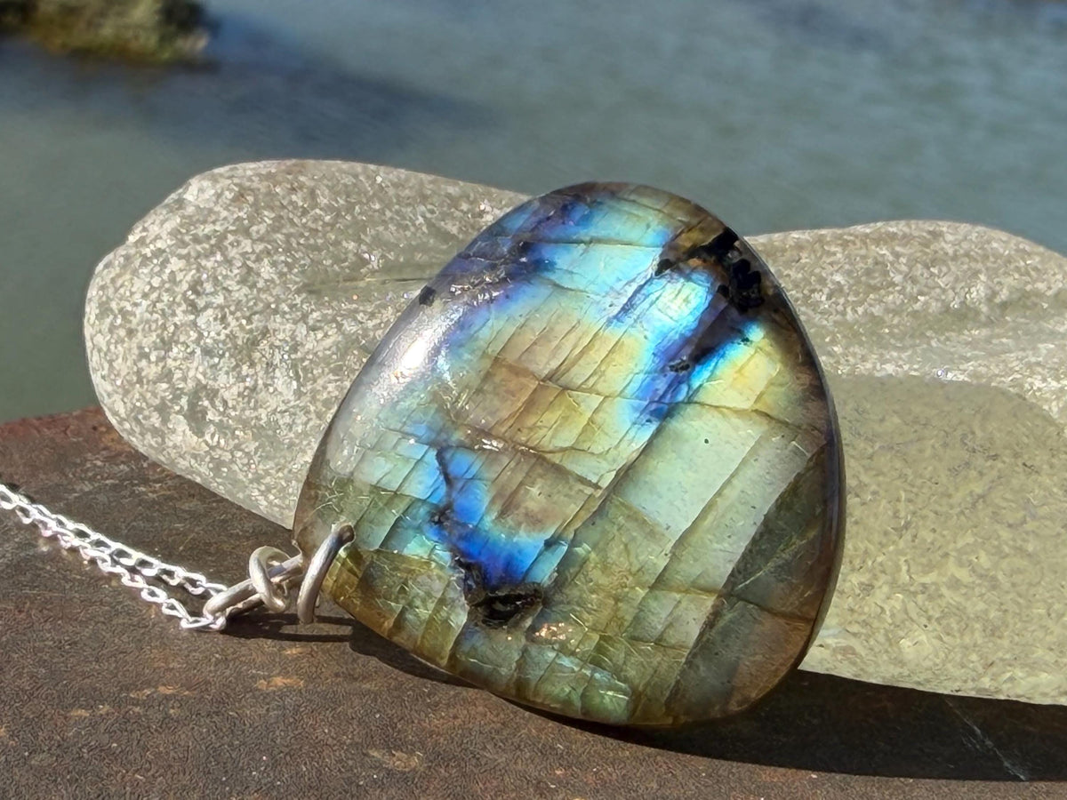 Gold labradorite necklace, labradorite jewellery, boho gift for her, unusual necklace, ethical jewellery, handmade labradorite pendant