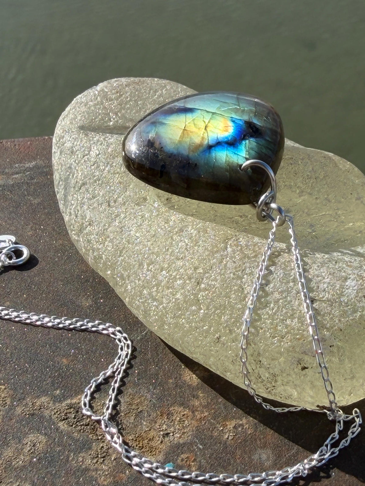 Gold labradorite necklace, labradorite jewellery, boho gift for her, unusual necklace, ethical jewellery, handmade labradorite pendant