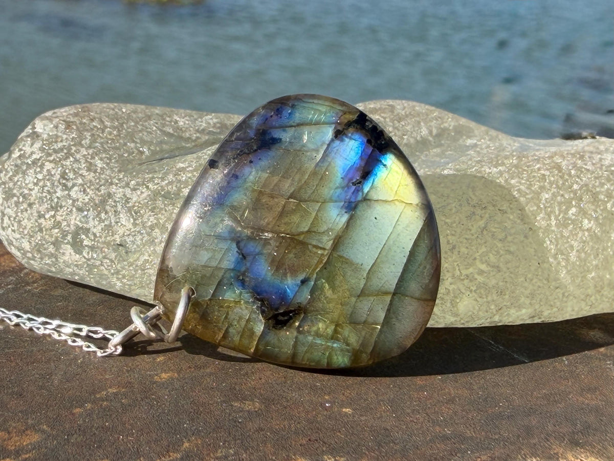 Gold labradorite necklace, labradorite jewellery, boho gift for her, unusual necklace, ethical jewellery, handmade labradorite pendant