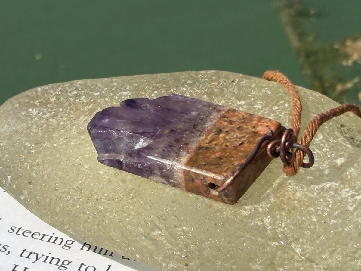 Amethyst pendant, amethyst necklace, amethyst jewellery, unusual gift for him, boho handmade necklace, romantic gift for her, boho pendant