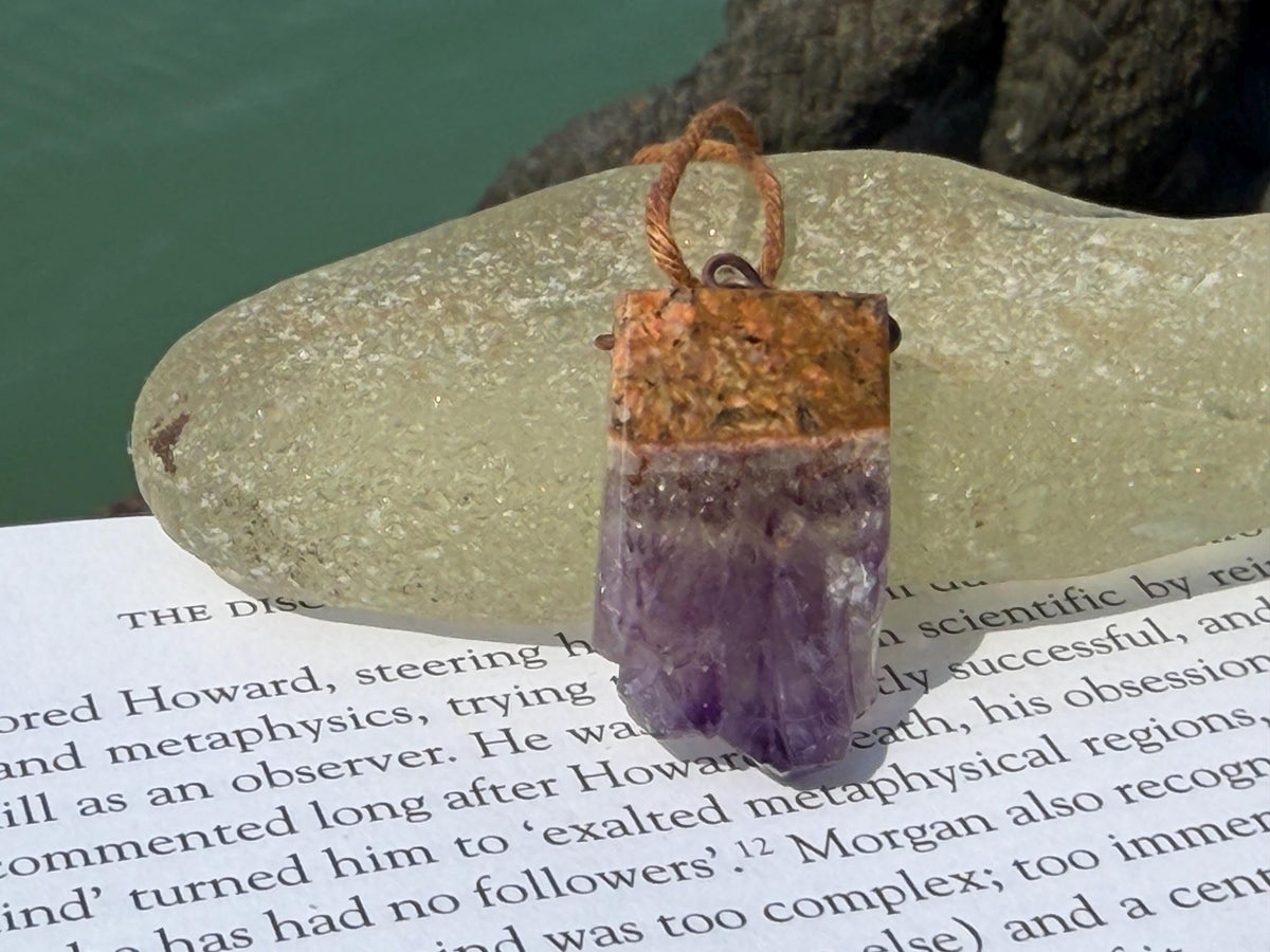 Amethyst pendant, amethyst necklace, amethyst jewellery, unusual gift for him, boho handmade necklace, romantic gift for her, boho pendant