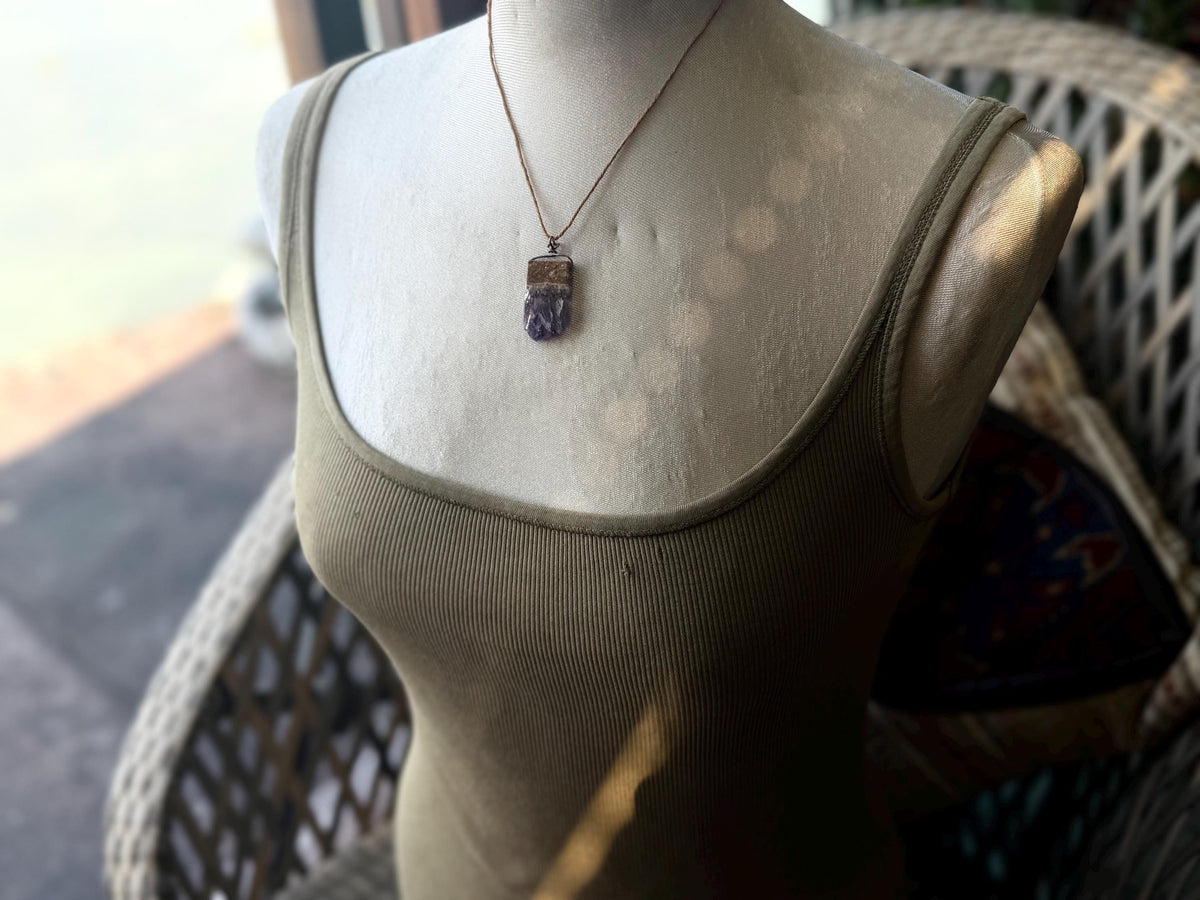 Amethyst pendant, amethyst necklace, amethyst jewellery, unusual gift for him, boho handmade necklace, romantic gift for her, boho pendant