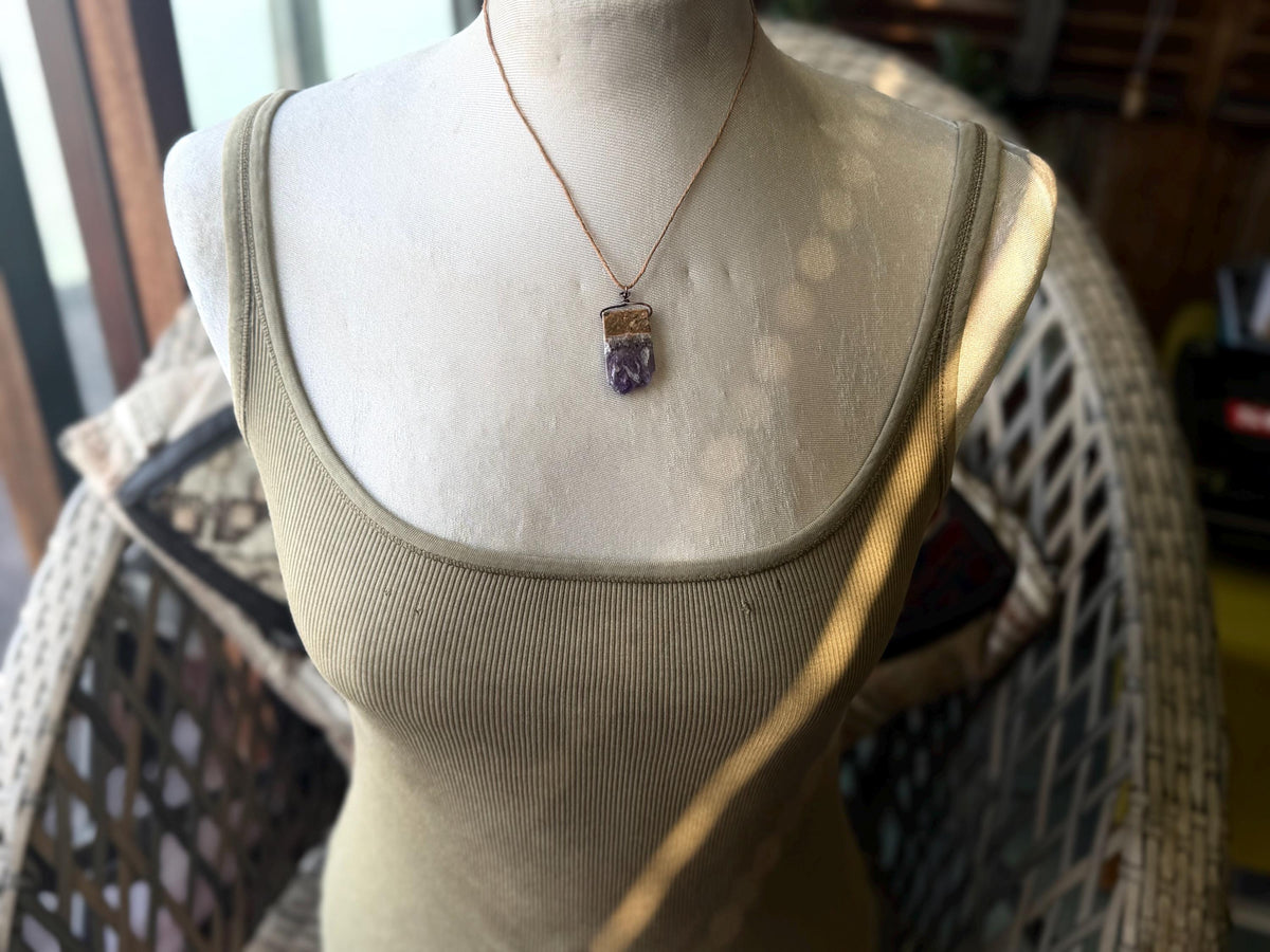 Amethyst pendant, amethyst necklace, amethyst jewellery, unusual gift for him, boho handmade necklace, romantic gift for her, boho pendant