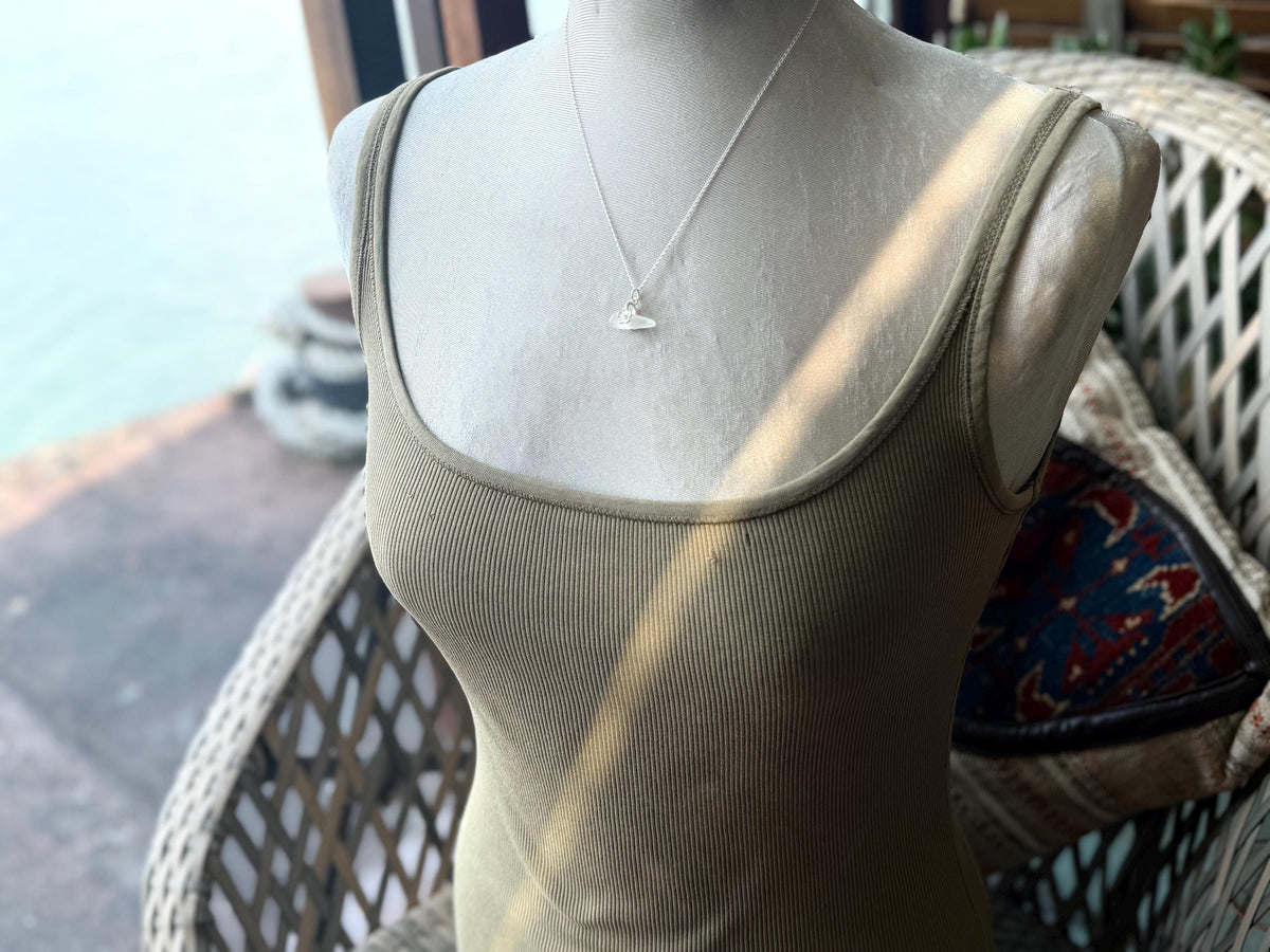 Dainty little sea glass necklace within sterling silver flowers. Recycled necklace. Ethical jewellery. Sea glass pendant. Eco friendly gifts