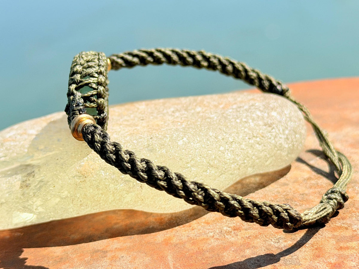Stunning macrame wrapped aventurine bracelet, ethical jewellery, unusual jewellery, macrame jewellery. Green macrame bracelet Boho jewellery