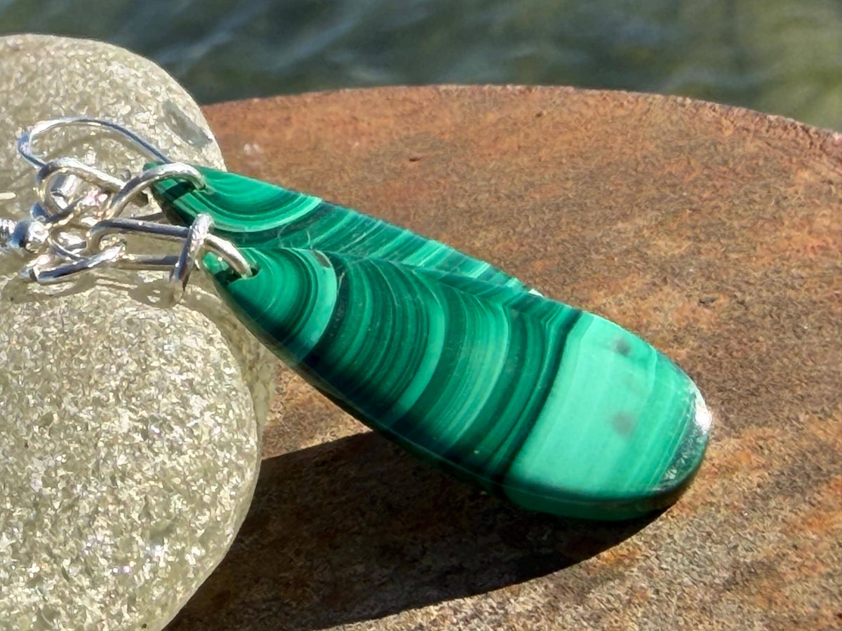 Silver earrings, boho earrings, unusual gift for her, malachite earrings, malachite jewellery, green gemstone earrings. Unusual jewellery