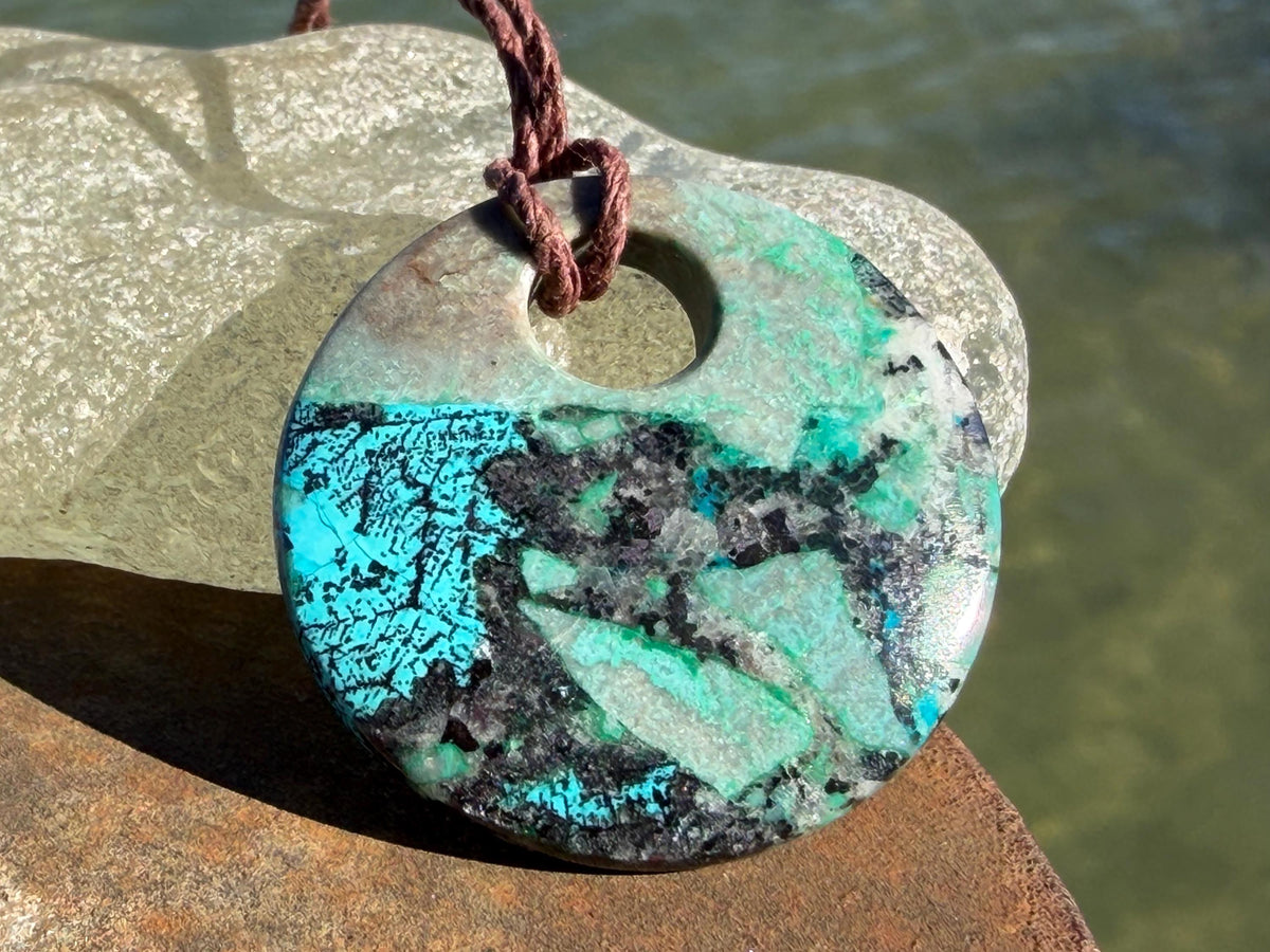 Chrysocolla Malachite necklace, ethical jewellery, bohemian necklace, unusual jewellery, malachite pendant, blue gemstone necklace
