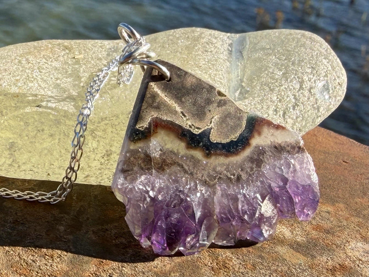 Amethyst pendant, amethyst necklace, amethyst jewellery, unusual gift for him, boho handmade necklace, romantic gift for her, boho pendant