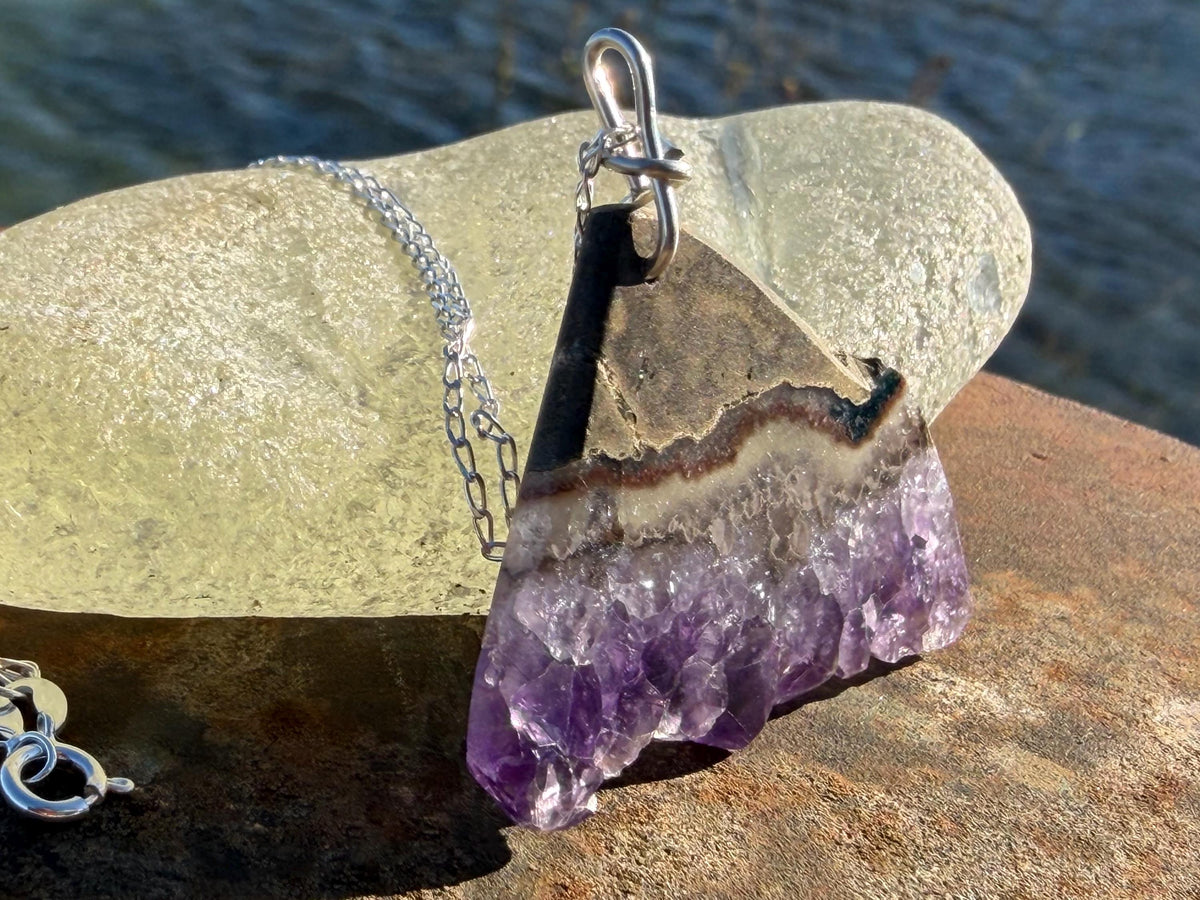 Amethyst pendant, amethyst necklace, amethyst jewellery, unusual gift for him, boho handmade necklace, romantic gift for her, boho pendant