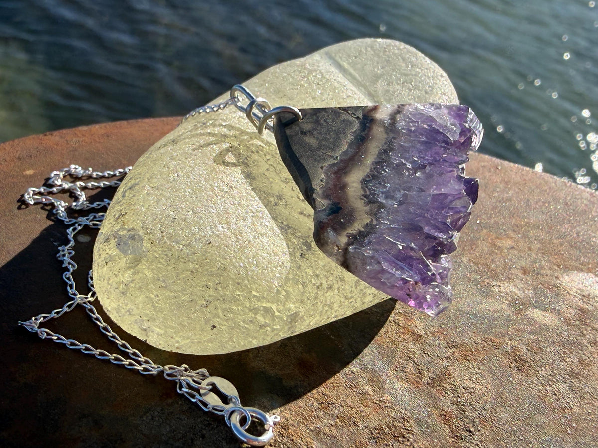 Amethyst pendant, amethyst necklace, amethyst jewellery, unusual gift for him, boho handmade necklace, romantic gift for her, boho pendant