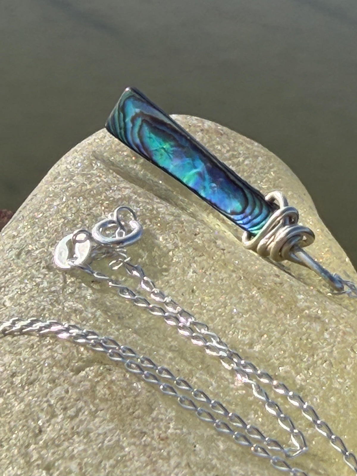 Eco friendly abalone necklace. Abalone jewellery, abalone pendant. Unusual gift for her. Unique necklace, boho pendant, handmade jewellery.