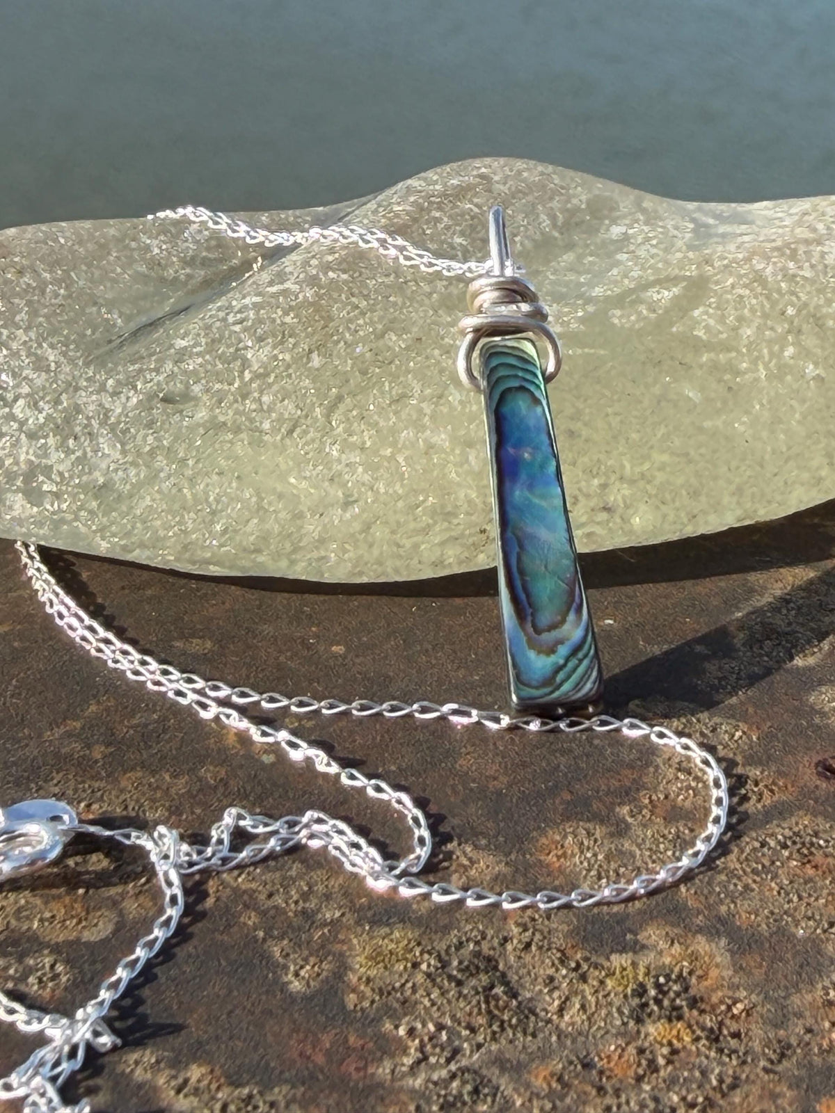 Eco friendly abalone necklace. Abalone jewellery, abalone pendant. Unusual gift for her. Unique necklace, boho pendant, handmade jewellery.