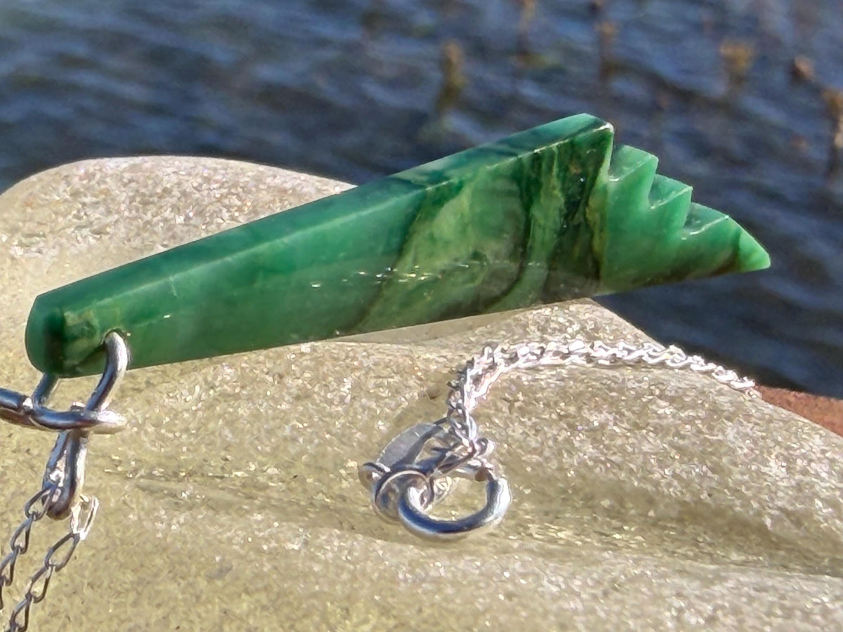 African Jade gemstone necklace on recycled sterling silver. Ethical jewellery, green gemstone. Stunning unique jewellery. Unique gifts