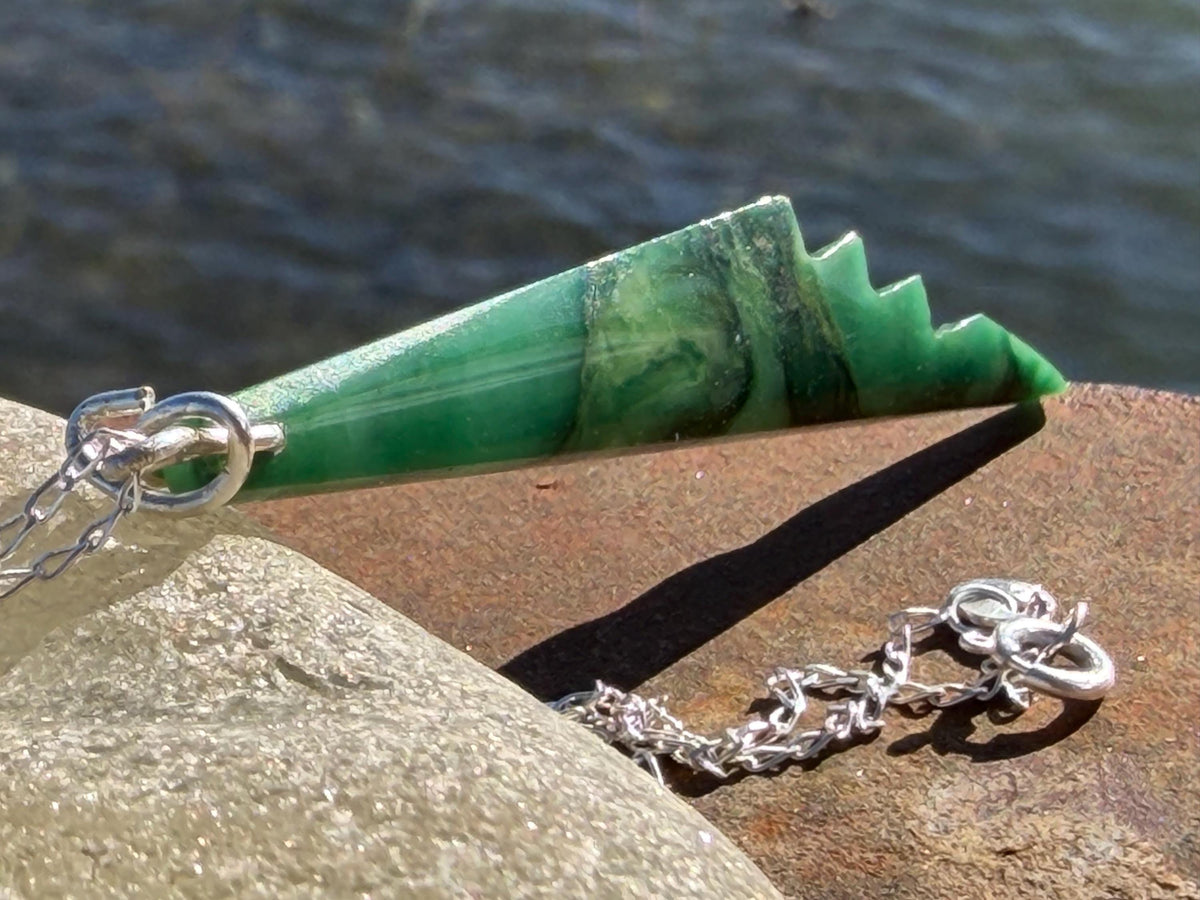 African Jade gemstone necklace on recycled sterling silver. Ethical jewellery, green gemstone. Stunning unique jewellery. Unique gifts