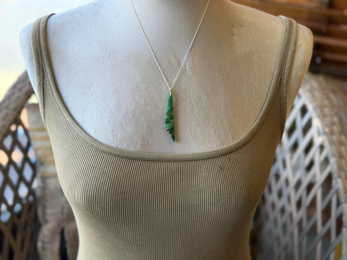 African Jade gemstone necklace on recycled sterling silver. Ethical jewellery, green gemstone. Stunning unique jewellery. Unique gifts