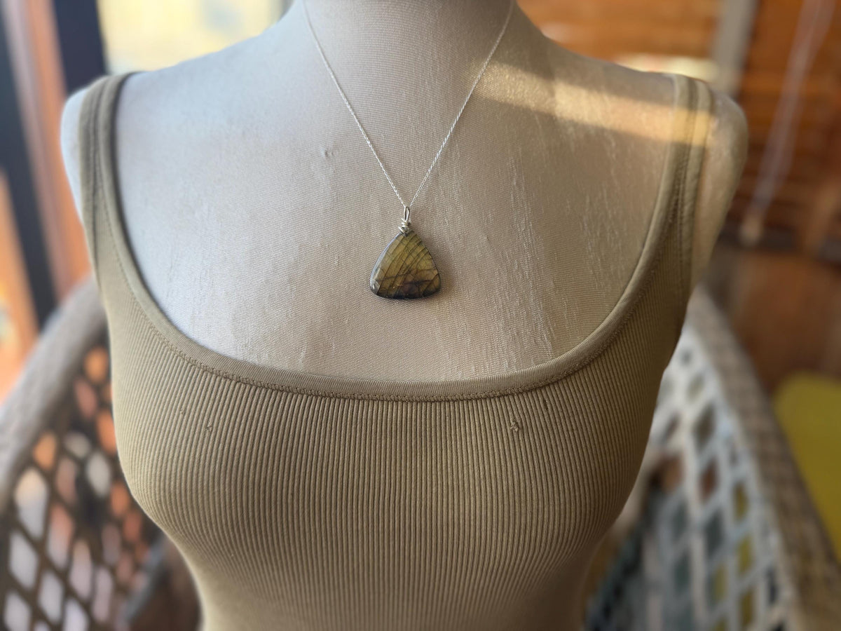 Gold labradorite necklace, labradorite jewellery, boho gift for her, unusual necklace, ethical jewellery, handmade labradorite pendant