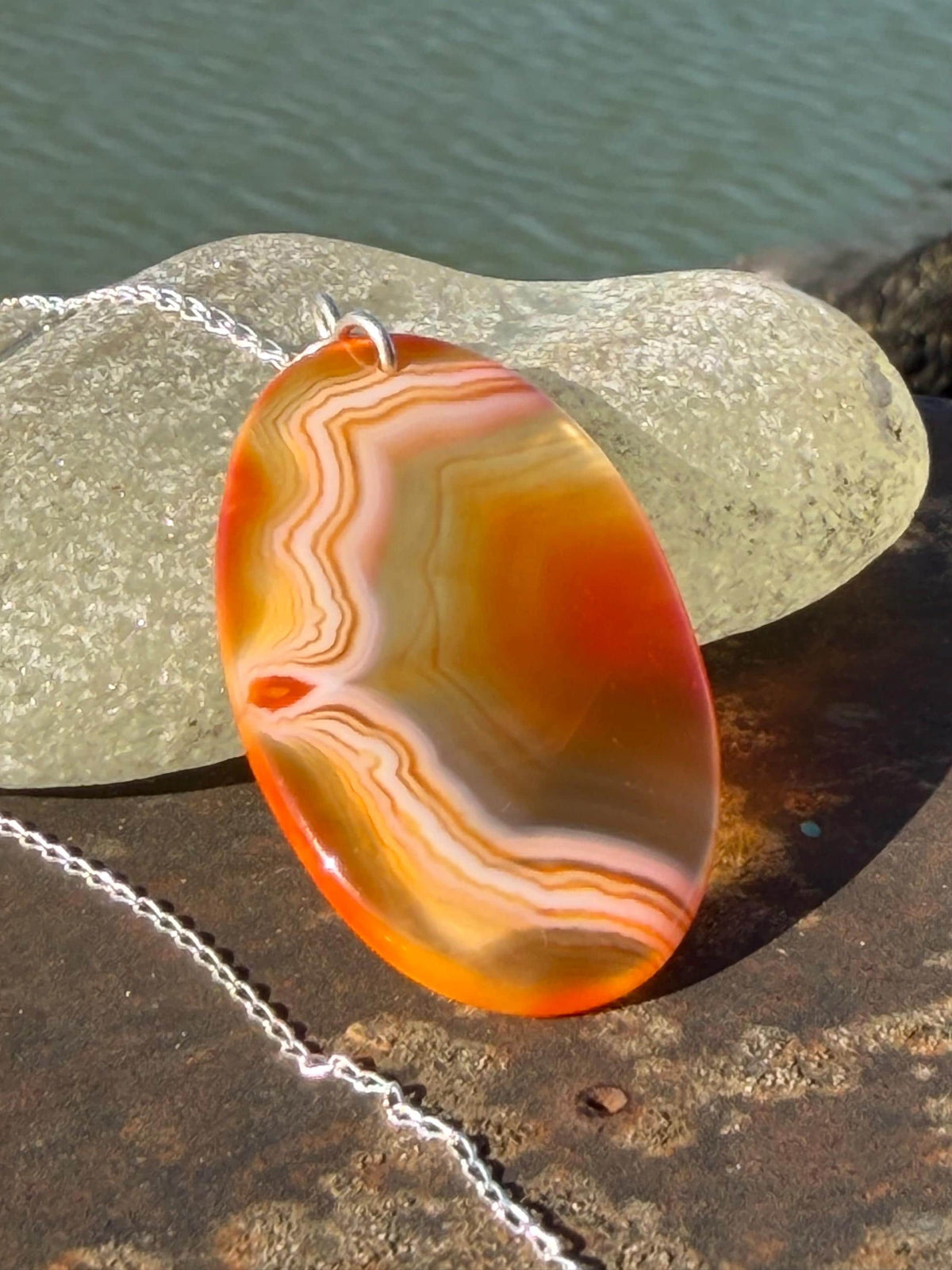 Agate necklace, ethical jewellery, bohemian necklace, unusual jewellery, agate pendant, white gemstone necklace. Boho jewellery