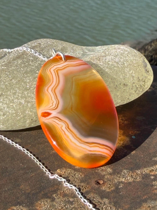 Agate necklace, ethical jewellery, bohemian necklace, unusual jewellery, agate pendant, white gemstone necklace. Boho jewellery