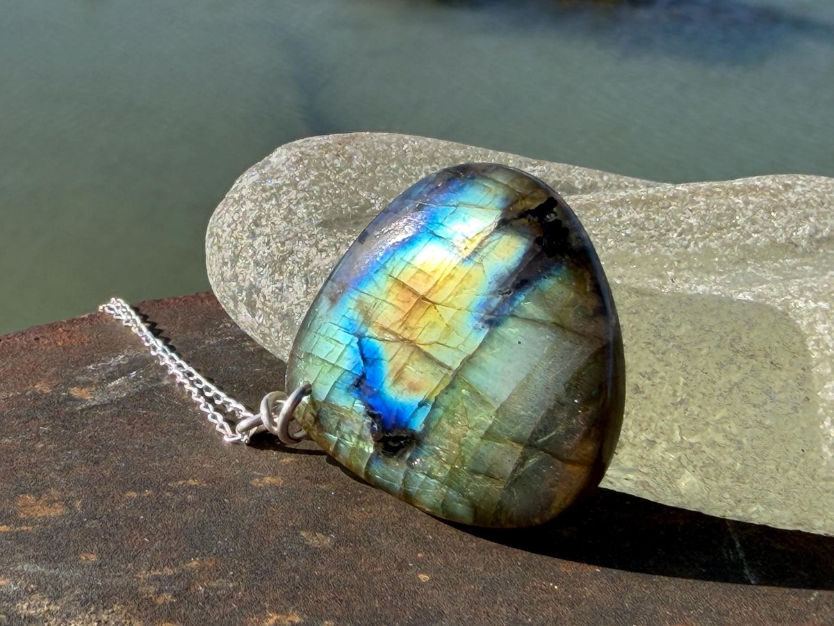 Gold labradorite necklace, labradorite jewellery, boho gift for her, unusual necklace, ethical jewellery, handmade labradorite pendant