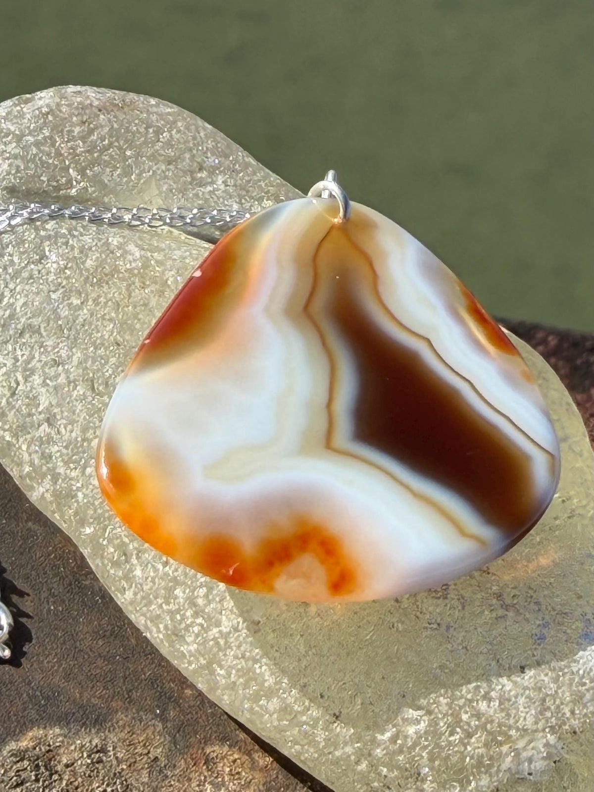 Agate necklace, ethical jewellery, bohemian necklace, unusual jewellery, agate pendant, white gemstone necklace. Boho jewellery