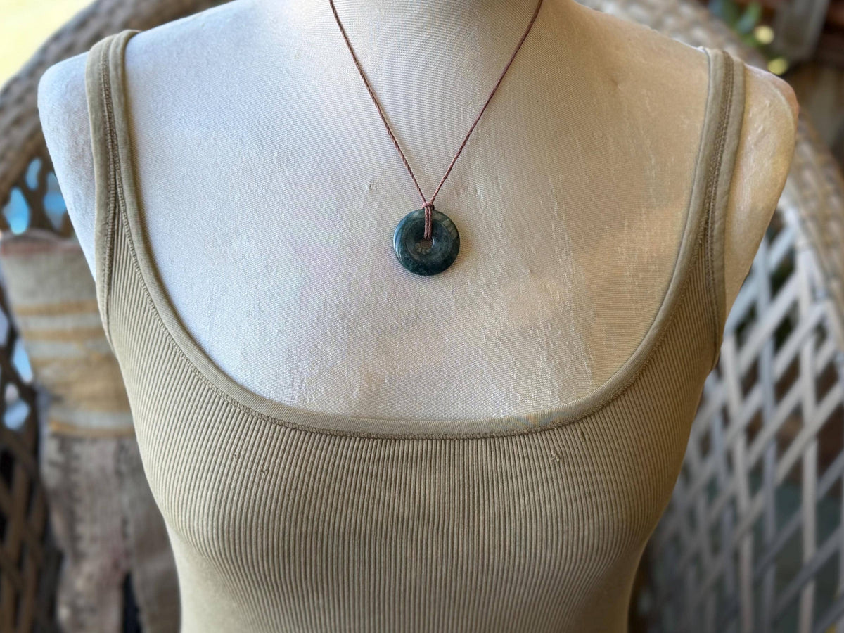 Moss agate necklace, moss agate pendant, large gemstone necklace, green gemstone, gift for gardener. Handmade necklace, boho gift for her