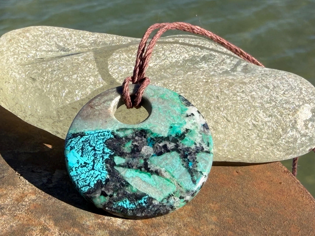 Chrysocolla Malachite necklace, ethical jewellery, bohemian necklace, unusual jewellery, malachite pendant, blue gemstone necklace