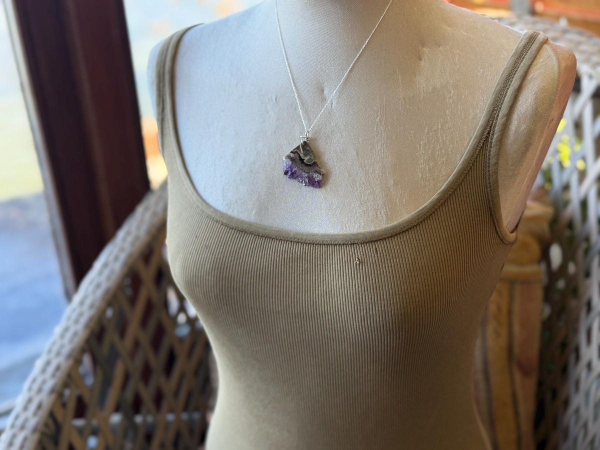Amethyst pendant, amethyst necklace, amethyst jewellery, unusual gift for him, boho handmade necklace, romantic gift for her, boho pendant