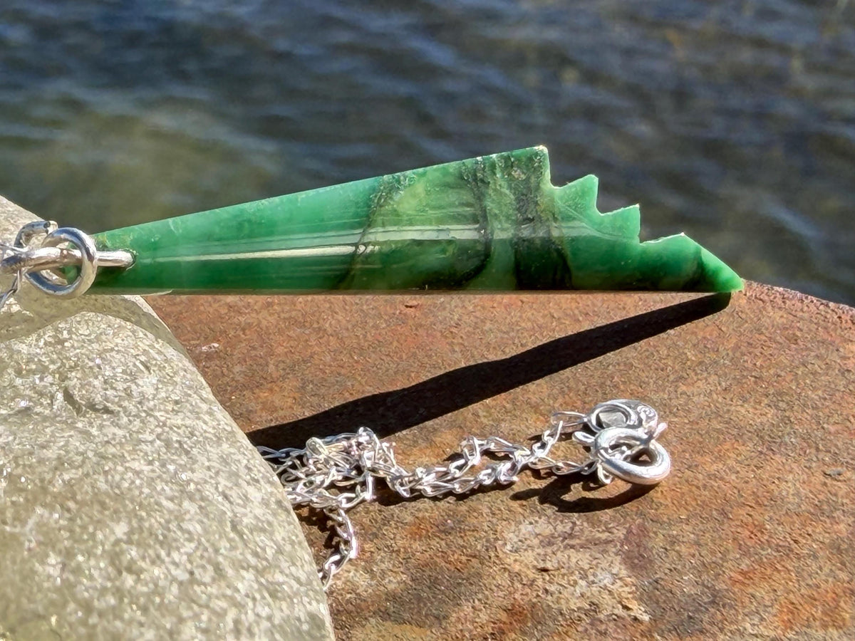 African Jade gemstone necklace on recycled sterling silver. Ethical jewellery, green gemstone. Stunning unique jewellery. Unique gifts
