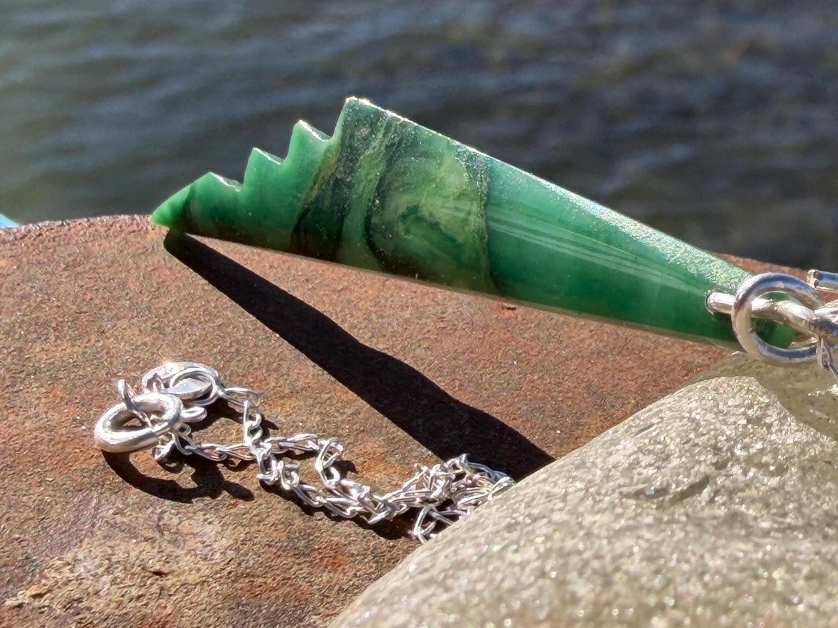 African Jade gemstone necklace on recycled sterling silver. Ethical jewellery, green gemstone. Stunning unique jewellery. Unique gifts