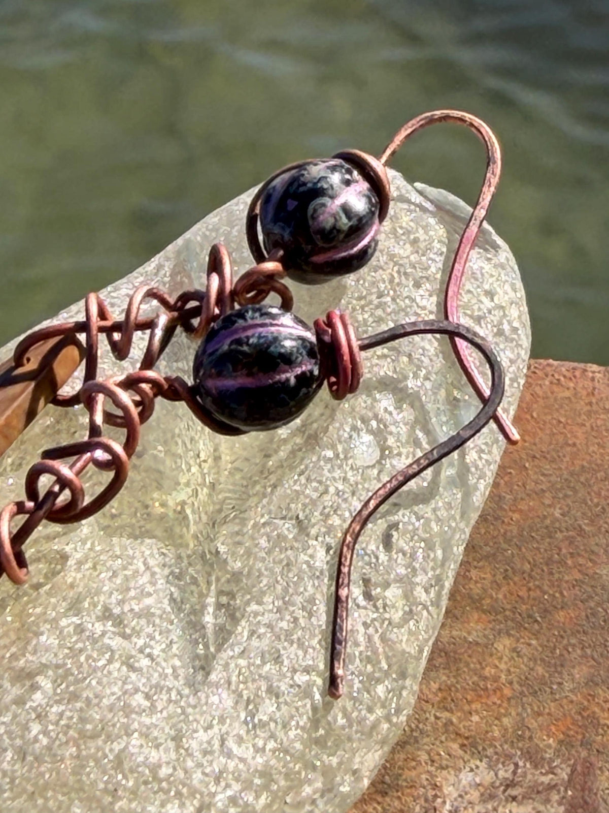 Picasso jasper gemstone earrings. Ethical jewellery, orange gemstone earrings. Stunning unique jewellery. Eco friendly unique earrings.